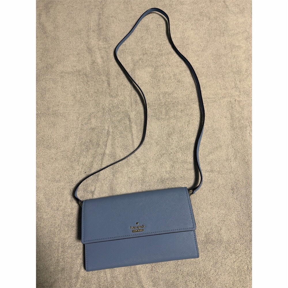 Kate Spade New York Crossbody Wallet Purse Womens Small Light Blue Snap